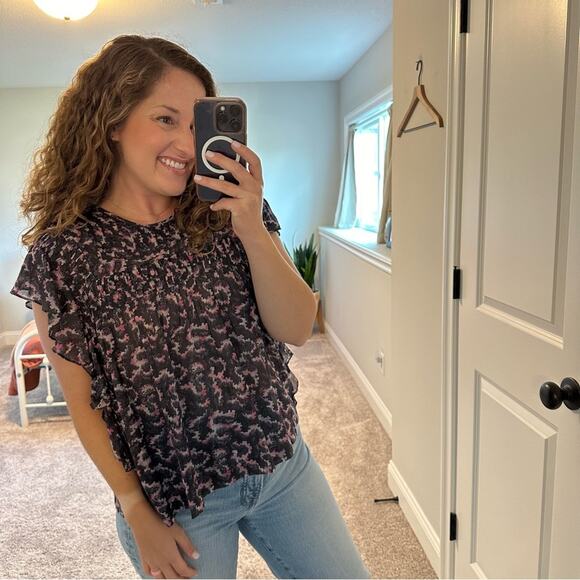 Isabel Marant Etoile Purple Pink Cotton Ikat Blouse Top 38 Medium - Picture 2 of 13